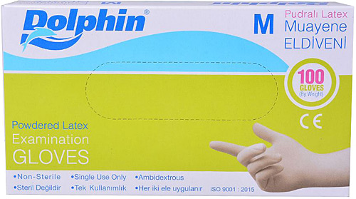 DOLPHİN LATEX PUDRALI ELDİVEN MEDIUM 100 ADET