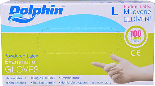 DOLPHİN LATEX PUDRALI ELDİVEN LARGE 100 ADET